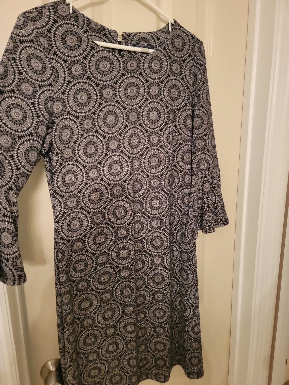 Tommy Hilfiger Black and White Long Sleeve Printed Dress
